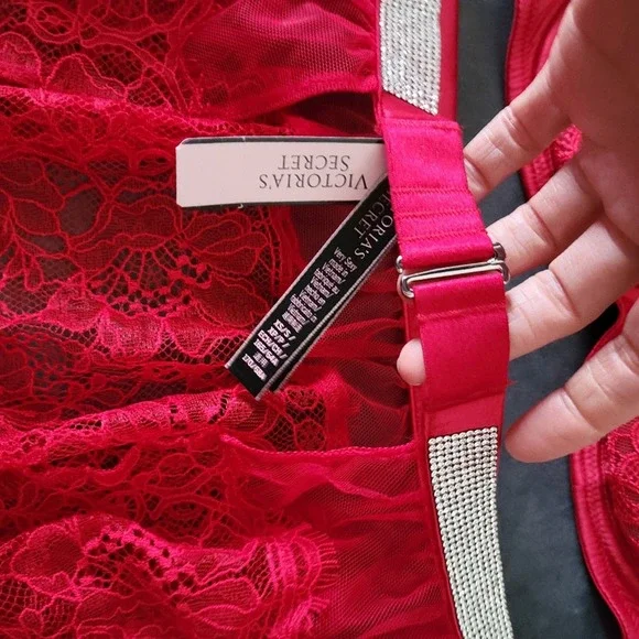 Victoria's secret shine strap garter and stockings. Valentine's day. XS small.